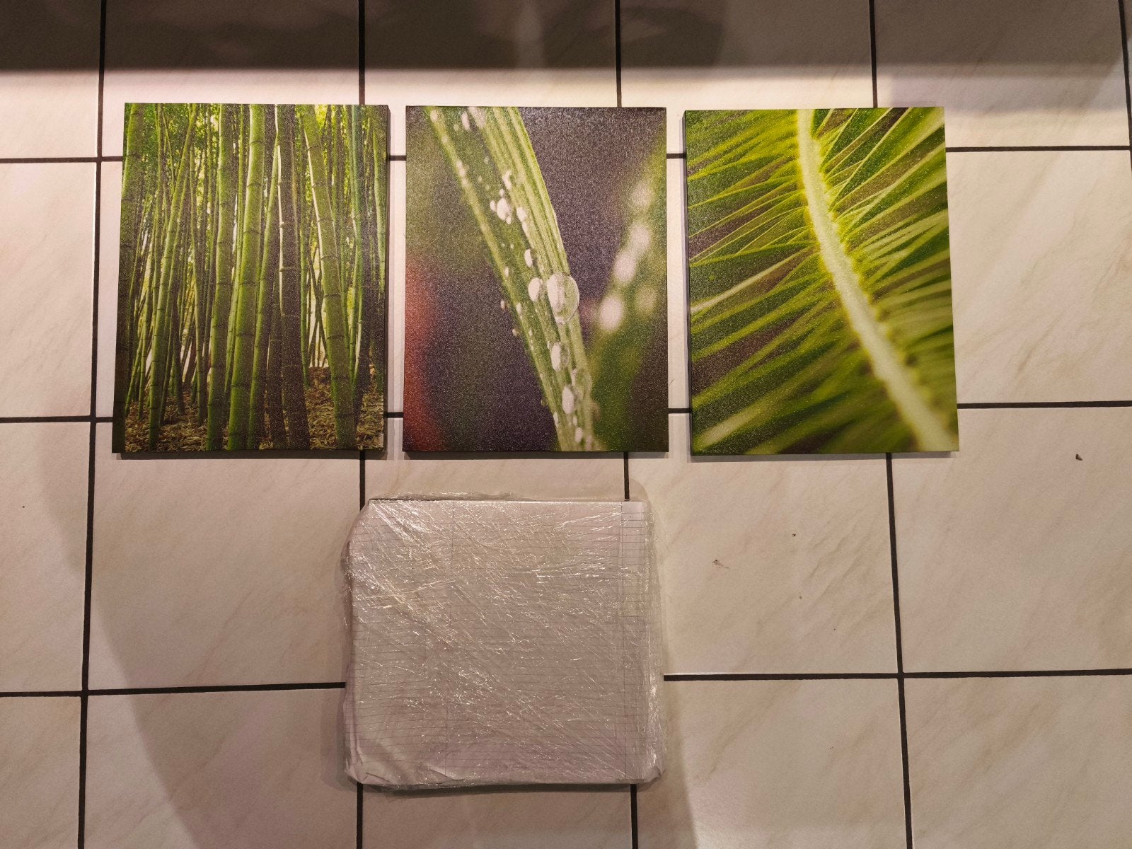 Lot décoration murale 12 miroirs 3 cadres nature zen bambou, Maison & Meubles, Moins de 100 cm, Carré, Enlèvement, Utilisé