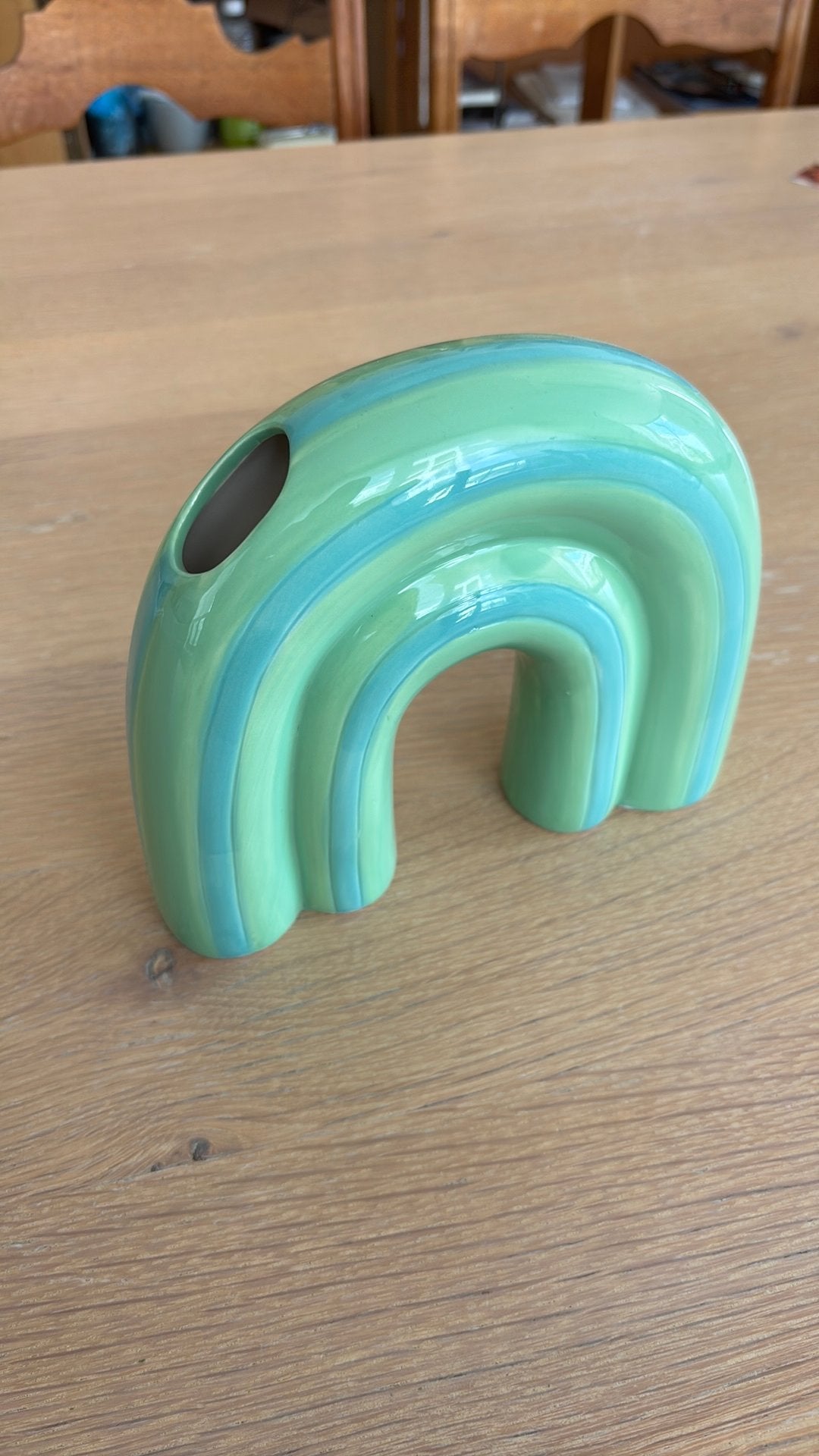 Vaas regenboog, Maison & Meubles, Accessoires pour la Maison | Vases, 16 cm, Comme neuf, Enlèvement, Pierre/céramique