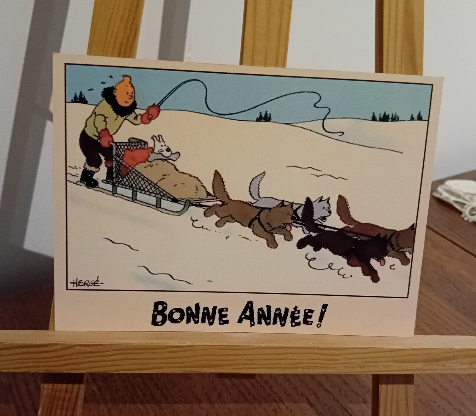 Tintin 012: prachtige kaart genaamd „sneeuw”, heruitgegeven, Verzenden, Kuifje, Zo goed als nieuw, Plaatje, Poster of Sticker