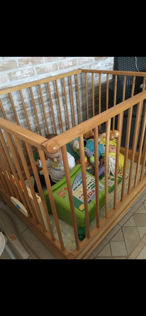 Houten park, Kinderen en Baby's, Ophalen, Gebruikt, Rechthoekig, In hoogte verstelbaar