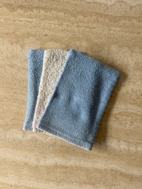 3 Nieuwe grote washandjes, Huis en Inrichting, Ophalen of Verzenden, Nieuw, Blauw, Overige typen