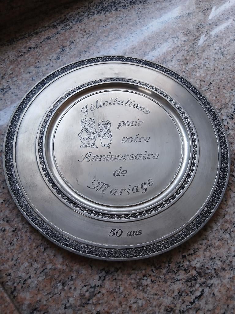50 jaar huwelijk tinnen bord, Ophalen of Verzenden