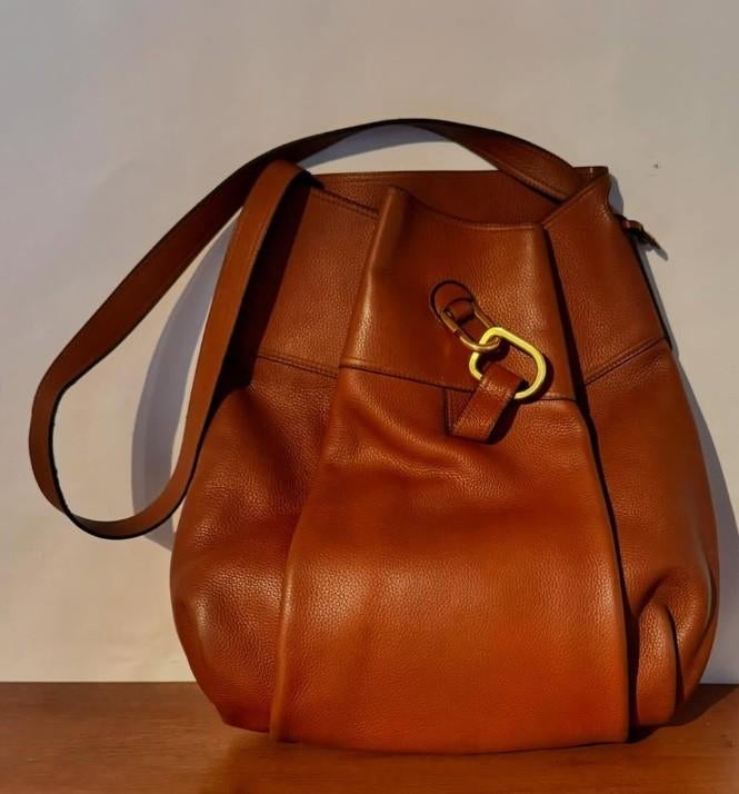 1 x Delvaux Faust – Vintage Bucket Bag, Gebruikt, Bruin, Leer, Ophalen