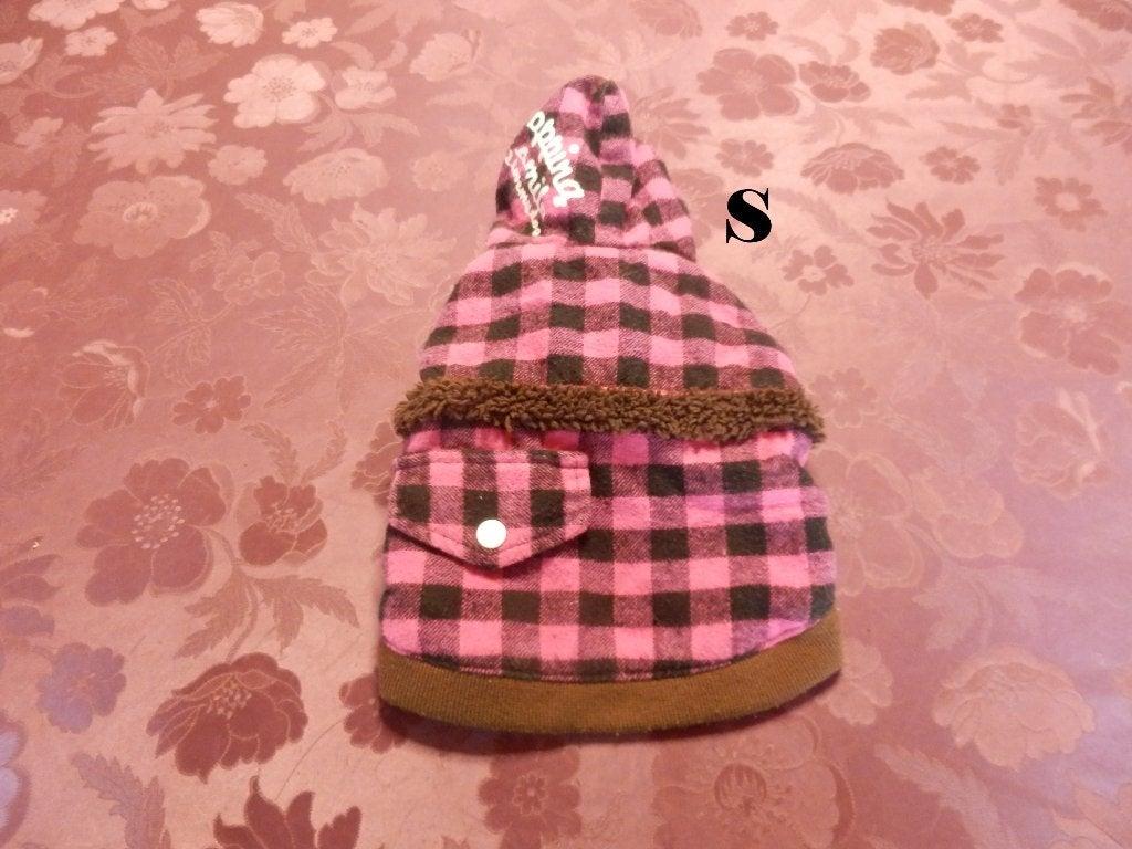 (7)- manteau petit chien t.S rose et brun, Animaux & Accessoires, Avec capuche, Enlèvement ou Envoi, S, Comme neuf