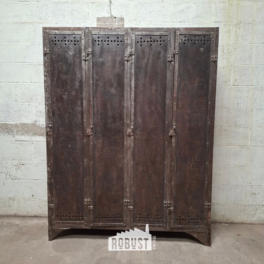 Armoire à casiers métal | 4 portes | vestiaire industrielle, Enlèvement ou Envoi, Comme neuf, Brocante, Industrieel Vintage