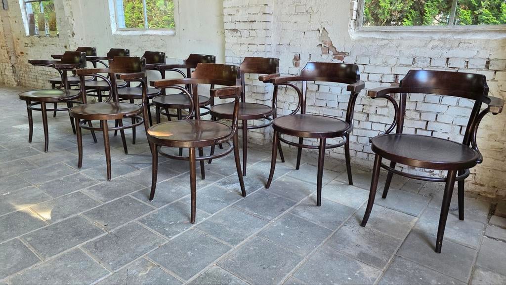 10 oude caféstoelen Thonet-stijl met armleuning, Huis en Inrichting, Stoelen, Ophalen, Gebruikt, Bruin, Vijf, Zes of meer stoelen