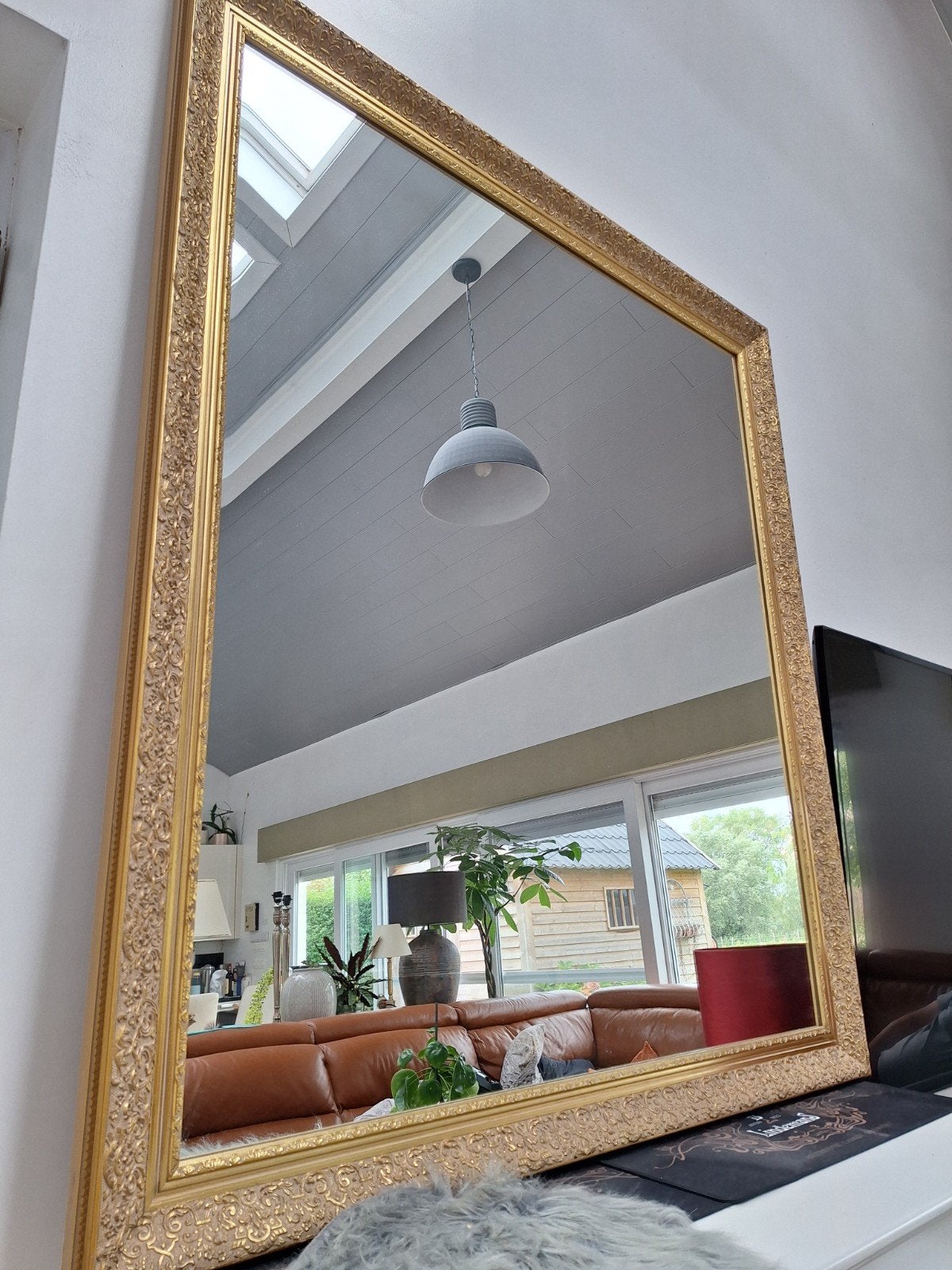 Beau grand miroir doré, Maison & Meubles, Enlèvement