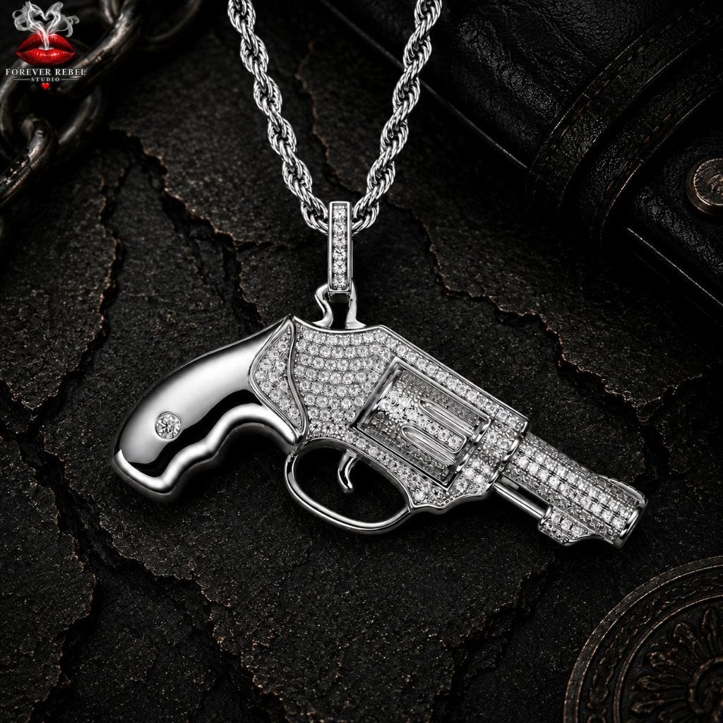 The Dealer’s Revolver 170 Moissanite stenen - 925 Zilver, Bijoux, Sacs & Beauté, Neuf, Autres représentations, Avec pierre précieuse