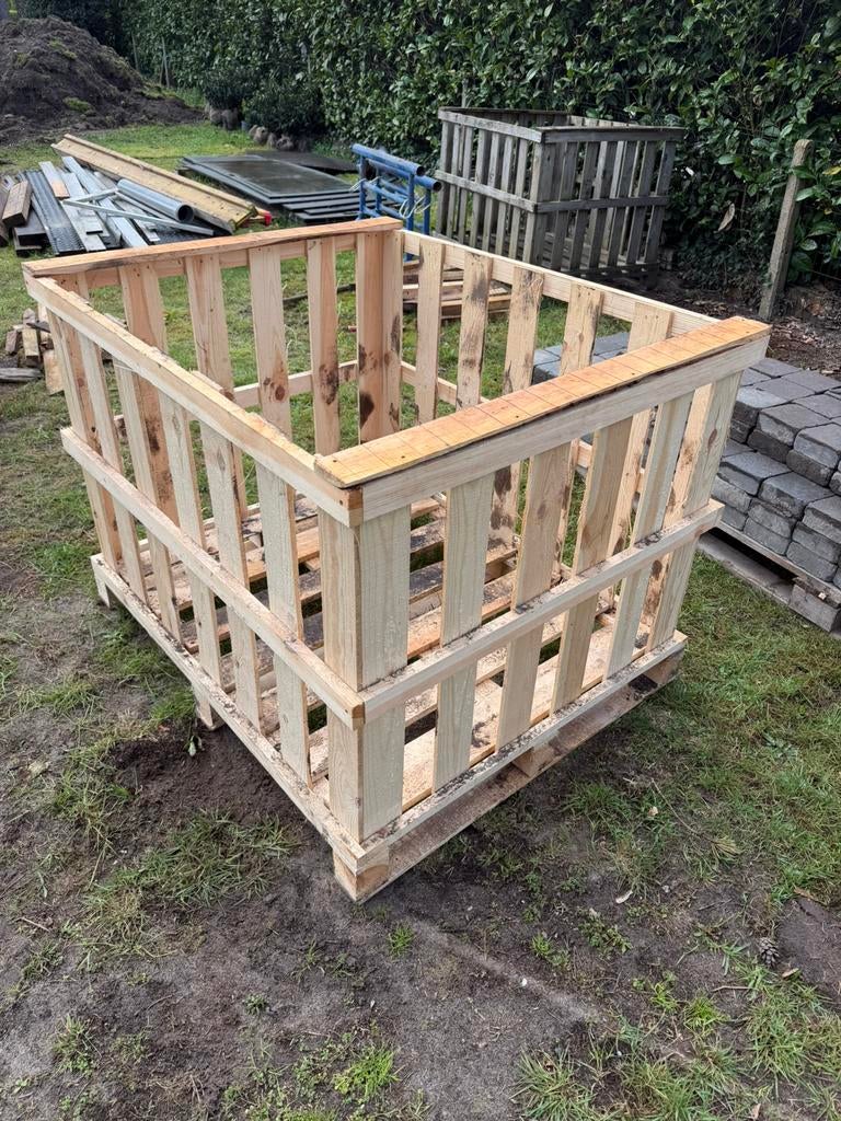 4 x Houten palletbox 100x120x90cm, Enlèvement, 100 cm ou plus, Utilisé, 50 cm ou plus