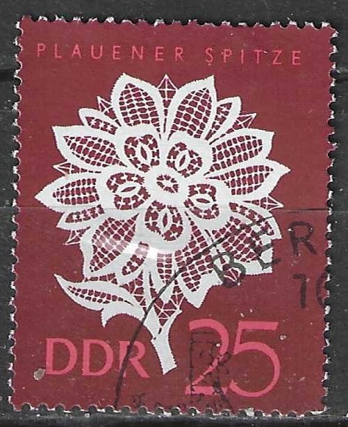 Duitsland DDR 1966 - Yvert 878 - Kantwerk uit Plauen (ST), Verzenden, DDR, Gestempeld