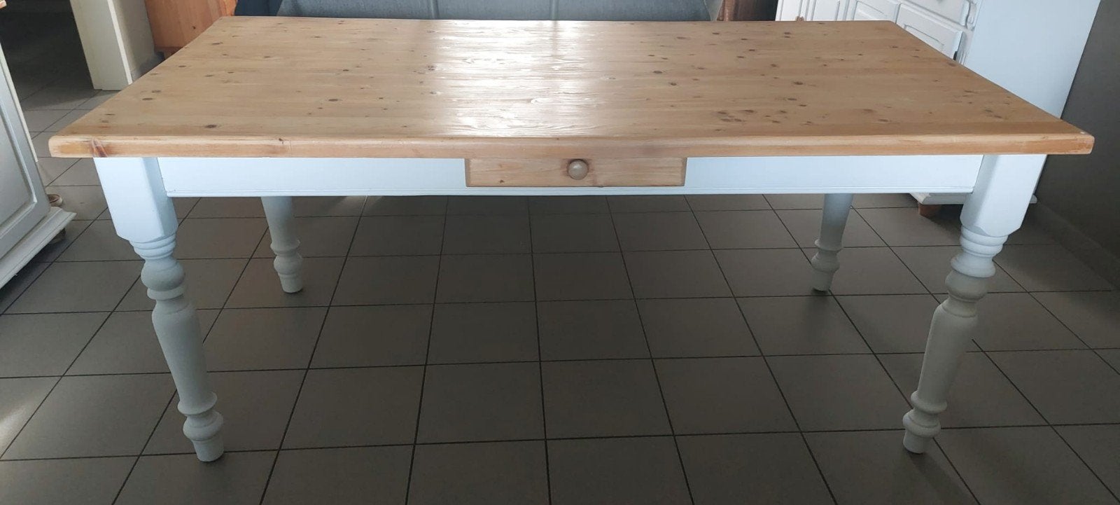 Complete eetkamerset, landelijke eettafel + 6 rotan stoelen, Huis en Inrichting, Complete eetkamers, Ophalen