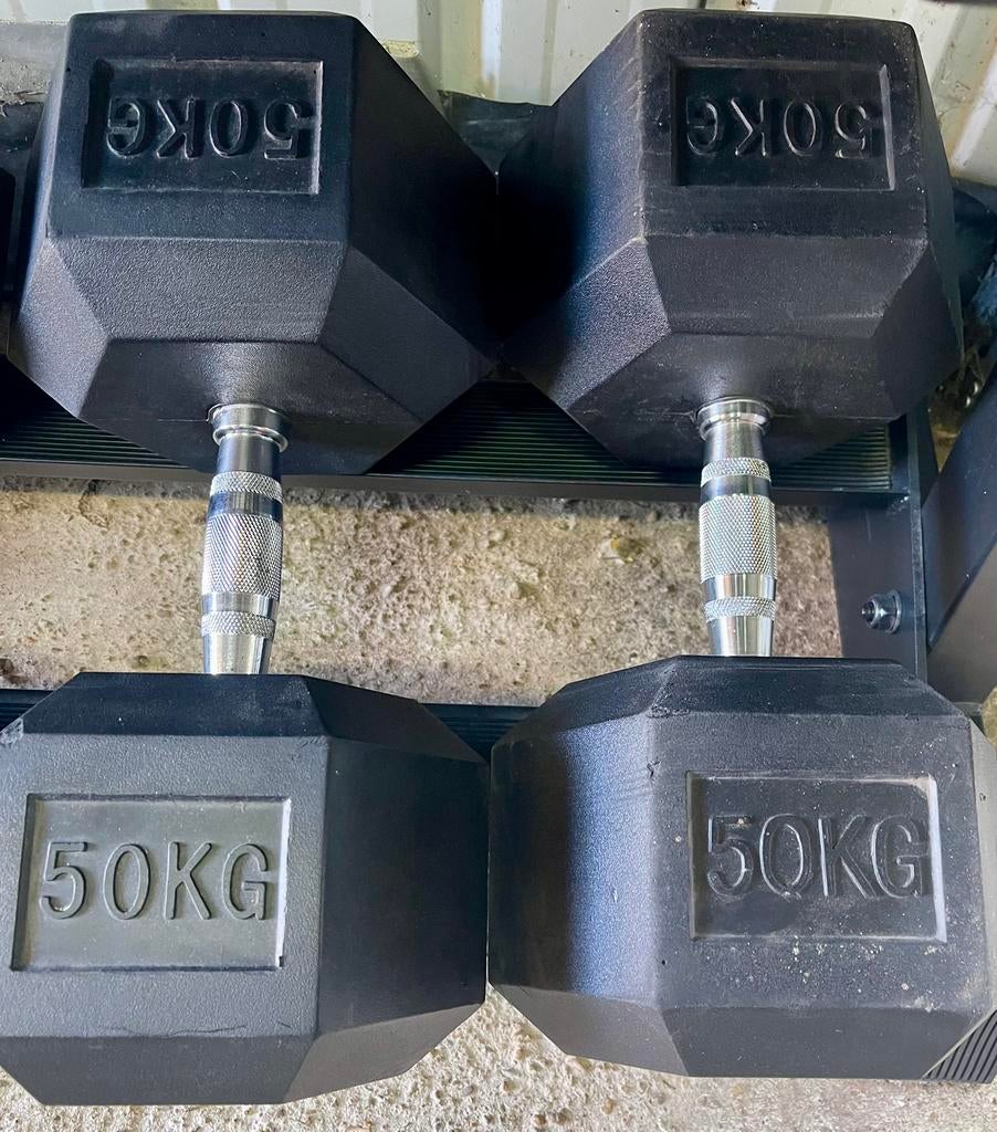 2x30 kg 2x40 kg 2x50 kg zeshoekige halter, Ophalen, Zo goed als nieuw