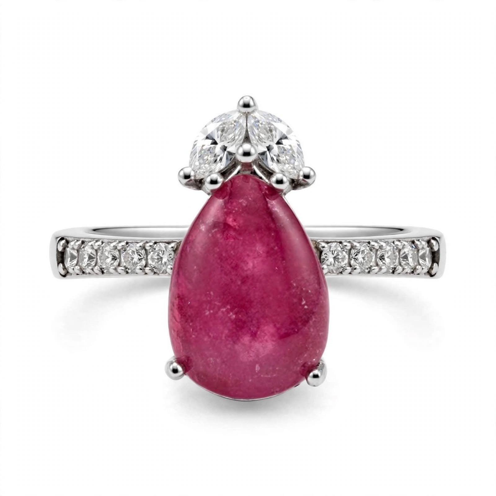 Bague en argent massif avec rubis naturel, Enlèvement, Argent, Argent