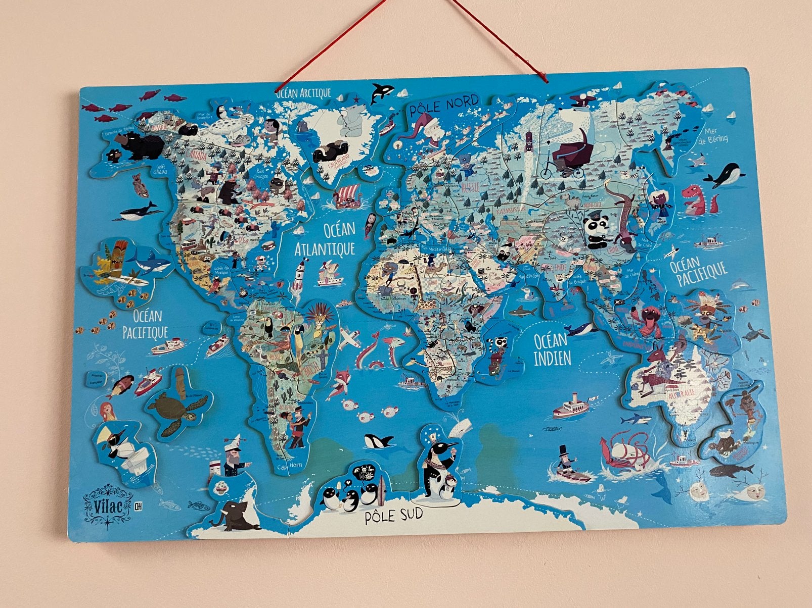 Carte du monde puzzle magnetique Vilac, Enlèvement