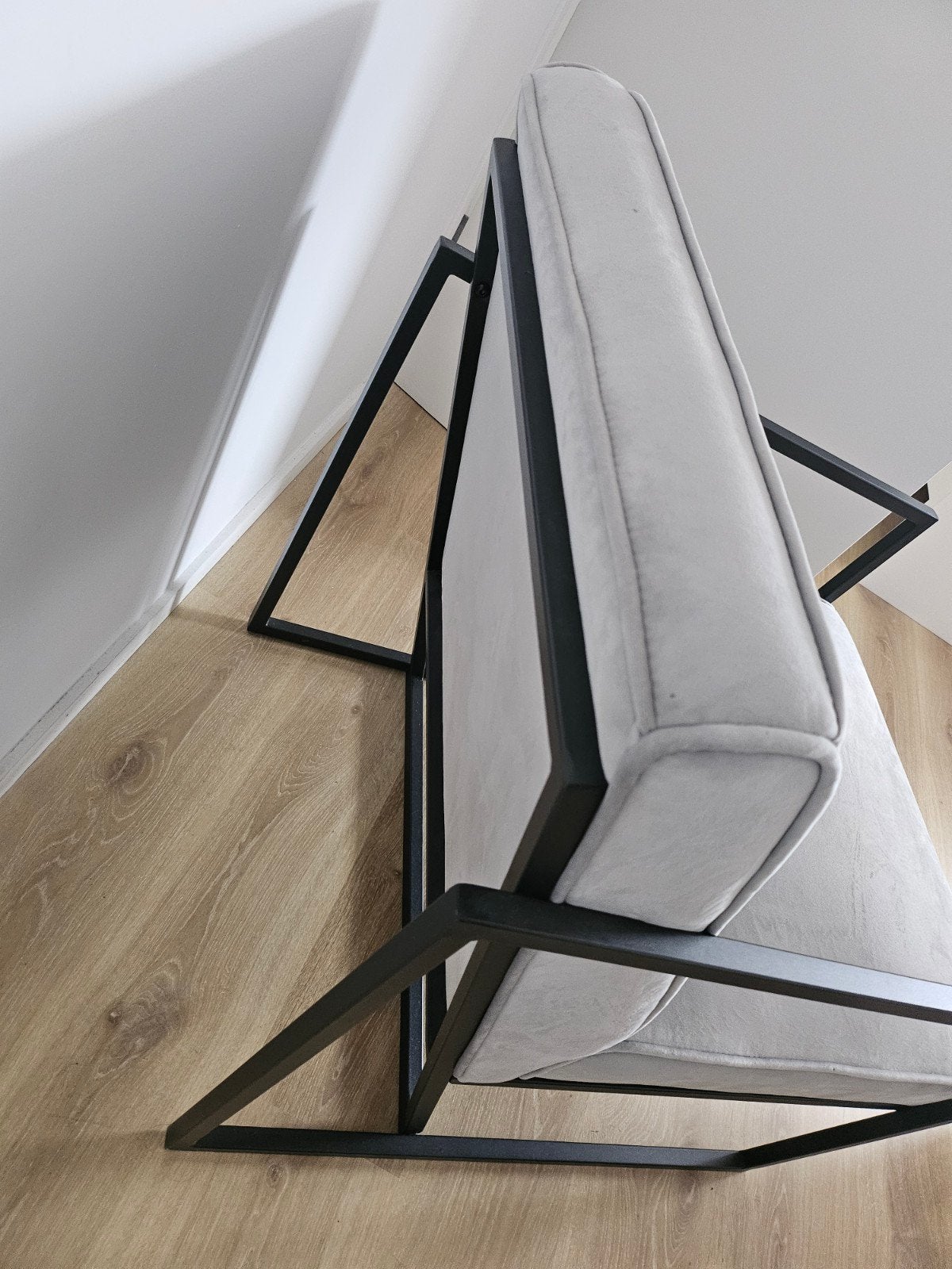 Fauteuil chaise design gris métal noir comme neu, Enlèvement, Gris, Métal