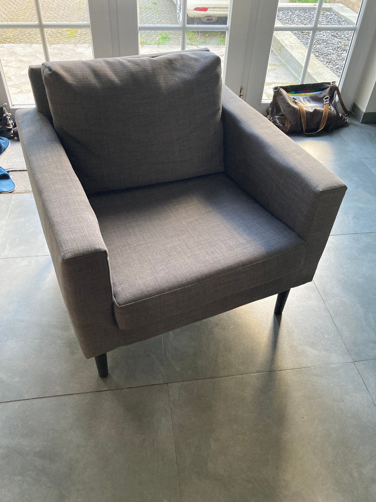 Fauteuil skiftebo gris impeccable, Maison & Meubles, Enlèvement, Comme neuf, Une personne