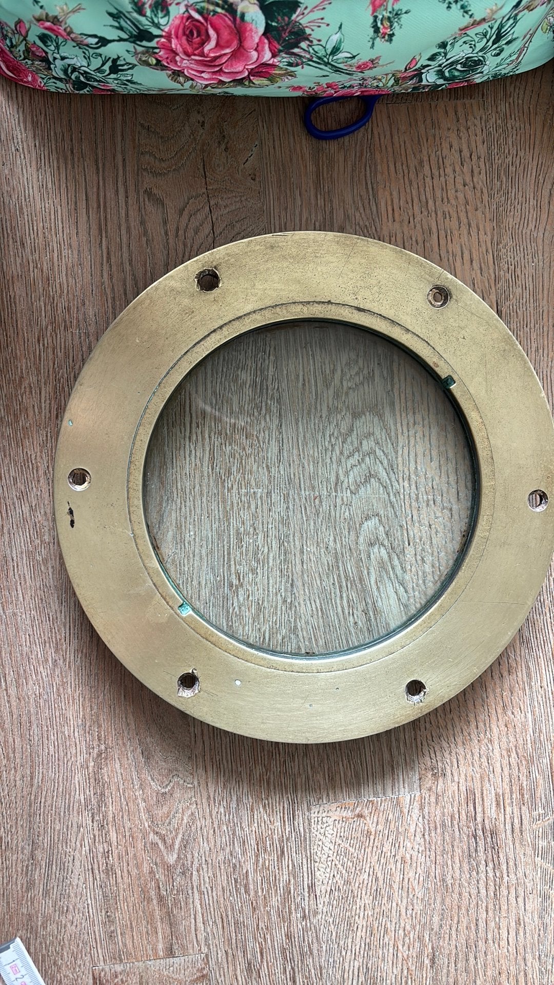 Antieke Koperen Patrijspoort / Scheepsraam – Ø 31 cm, Ophalen, Gebruikt