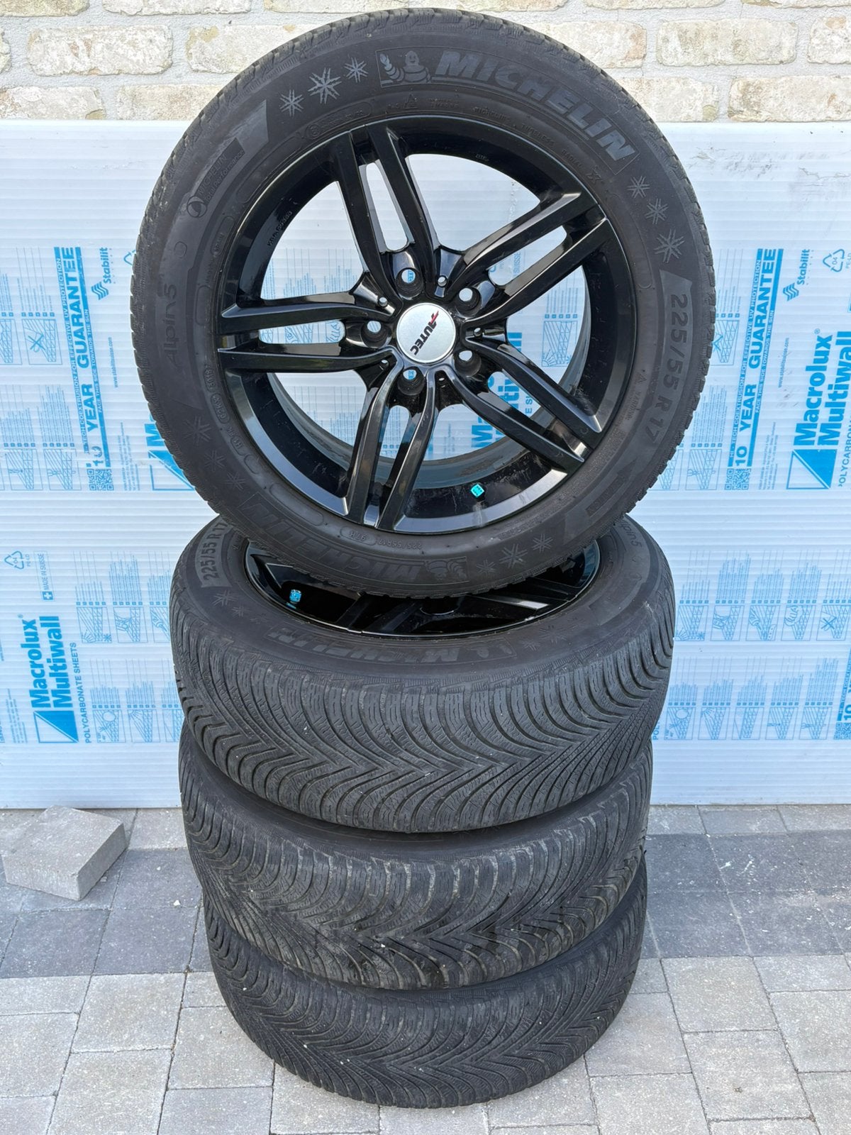 Jantes alu 17 pouces 5/120 bon pneus hiver 225/55/17, Autos : Pièces & Accessoires, Pneus hiver, Enlèvement, Pneu(s), 17 pouces