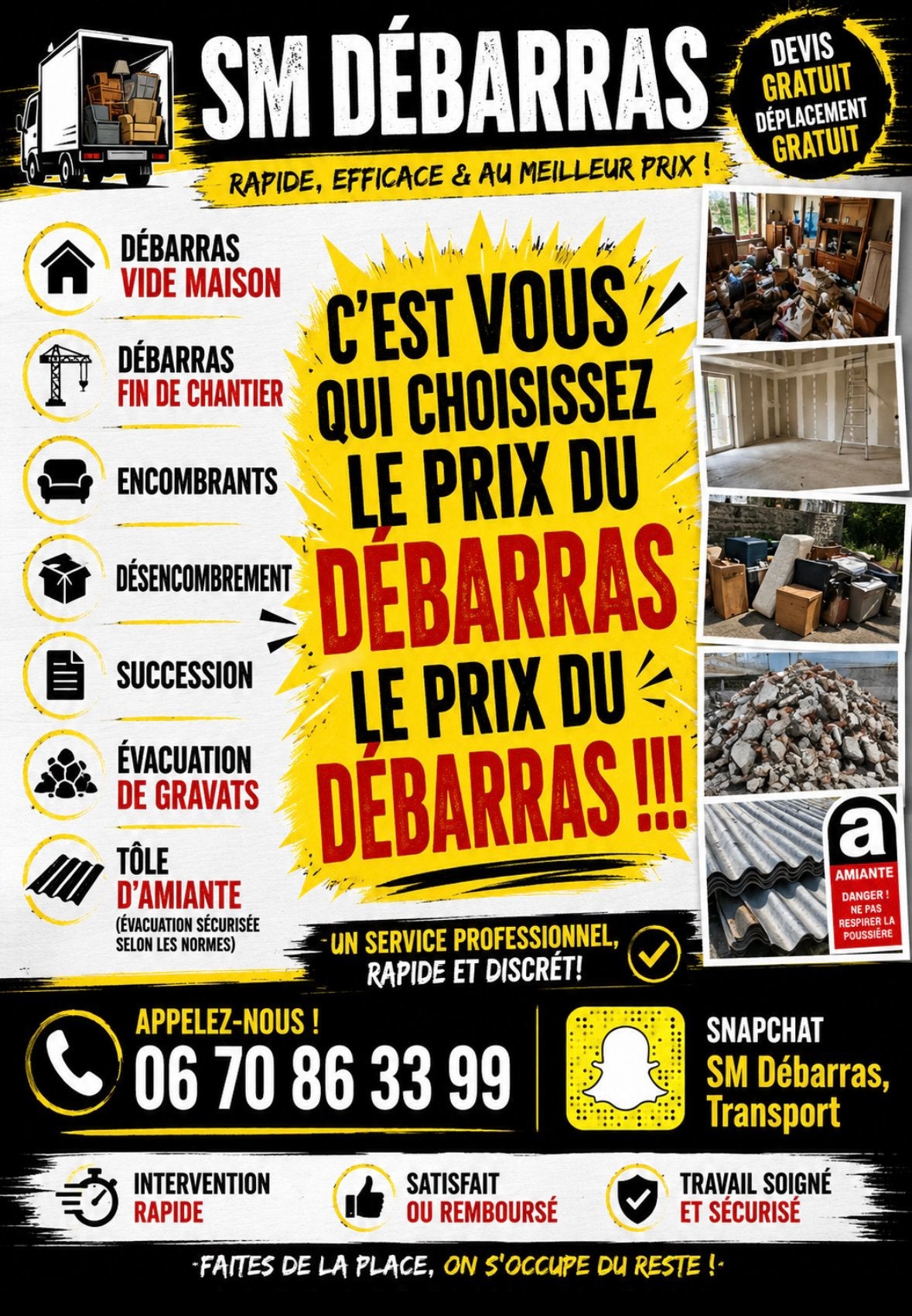 Vide maison , debarras, fin chantier, évacuation, gravats, Enlèvement ou Envoi