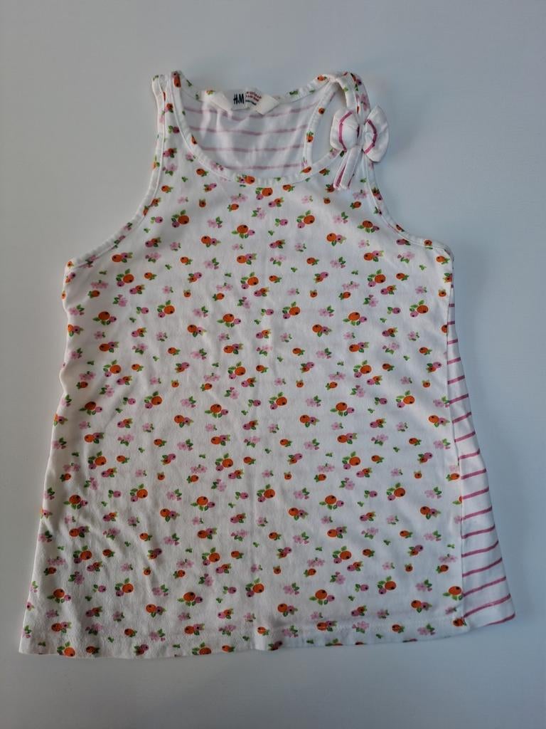 Mt 122-128 Top blanc avec baies, fleurs et rayures, Enfants & Bébés, Vêtements enfant | Taille 122, Enlèvement ou Envoi, Chemise ou À manches longues