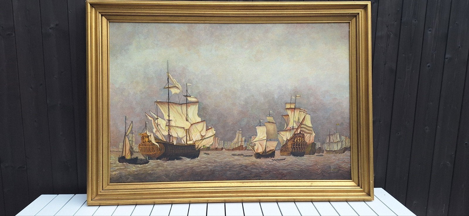 Fantastisch groot gesigneerd zeeschilderij, Antiek en Kunst, Ophalen