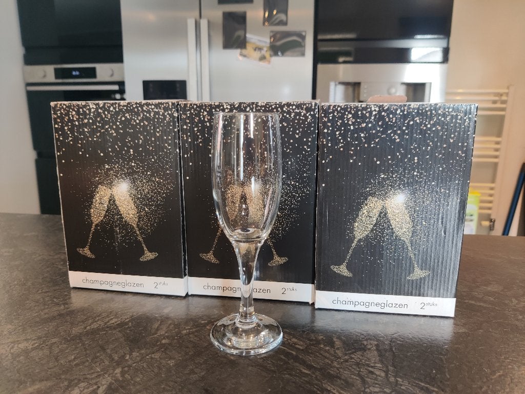 6 champagneglazen, Ophalen of Verzenden, Nieuw, Overige typen