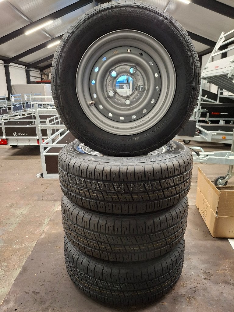 Voorraad ACTIE banden aanhangwagen 185/60R12C met velg 5x112, Enlèvement, Neuf