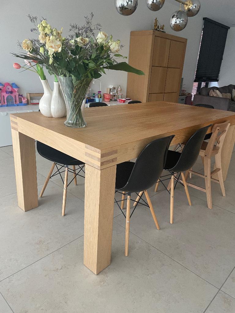 Mooie eikenhouten tafel 200x100, 100 à 150 cm, Enlèvement, Utilisé, Chêne