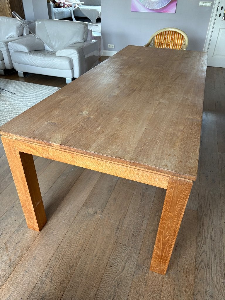 Table en teck en excellent état plus 6 chaises en teck, Teck, Comme neuf, Enlèvement, 50 à 100 cm