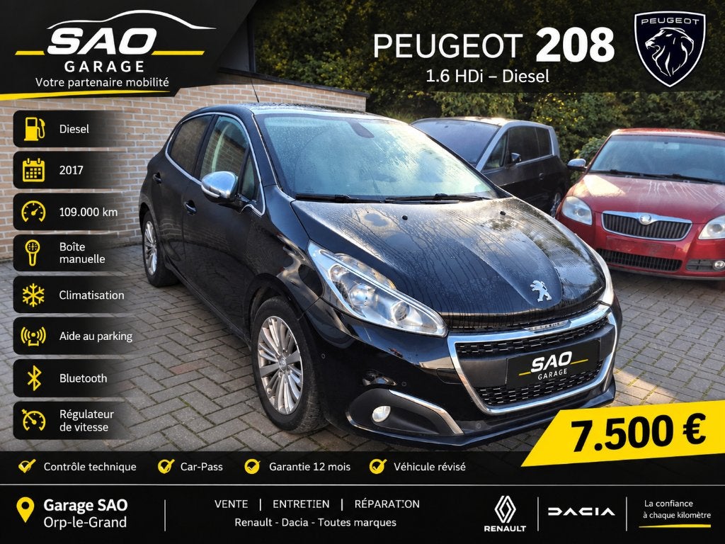 peugeot 208 diesel 2017, Achat, Entreprise, Noir, Capteur de lumière