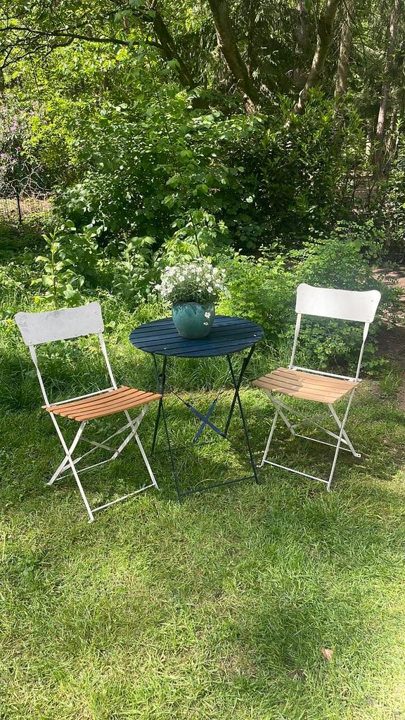 Bistro setje, Tuin en Terras, Ophalen, Zo goed als nieuw, Hout