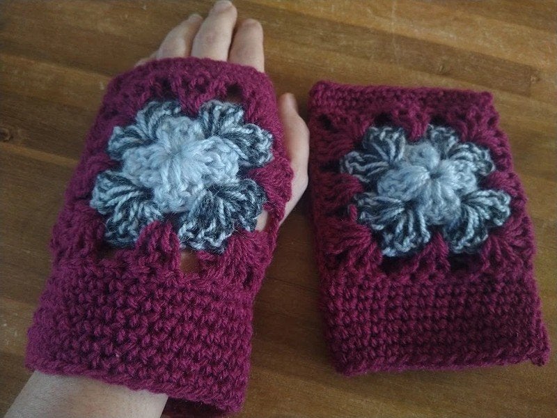 Paarse granny square wanten handschoenen, Kleding | Dames, Mutsen, Sjaals en Handschoenen, Verzenden, Handschoenen