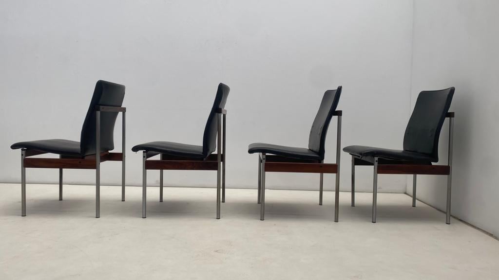 4 chaises par C.Denekamp, Maison & Meubles, Chaises, Comme neuf, Cuir, Enlèvement