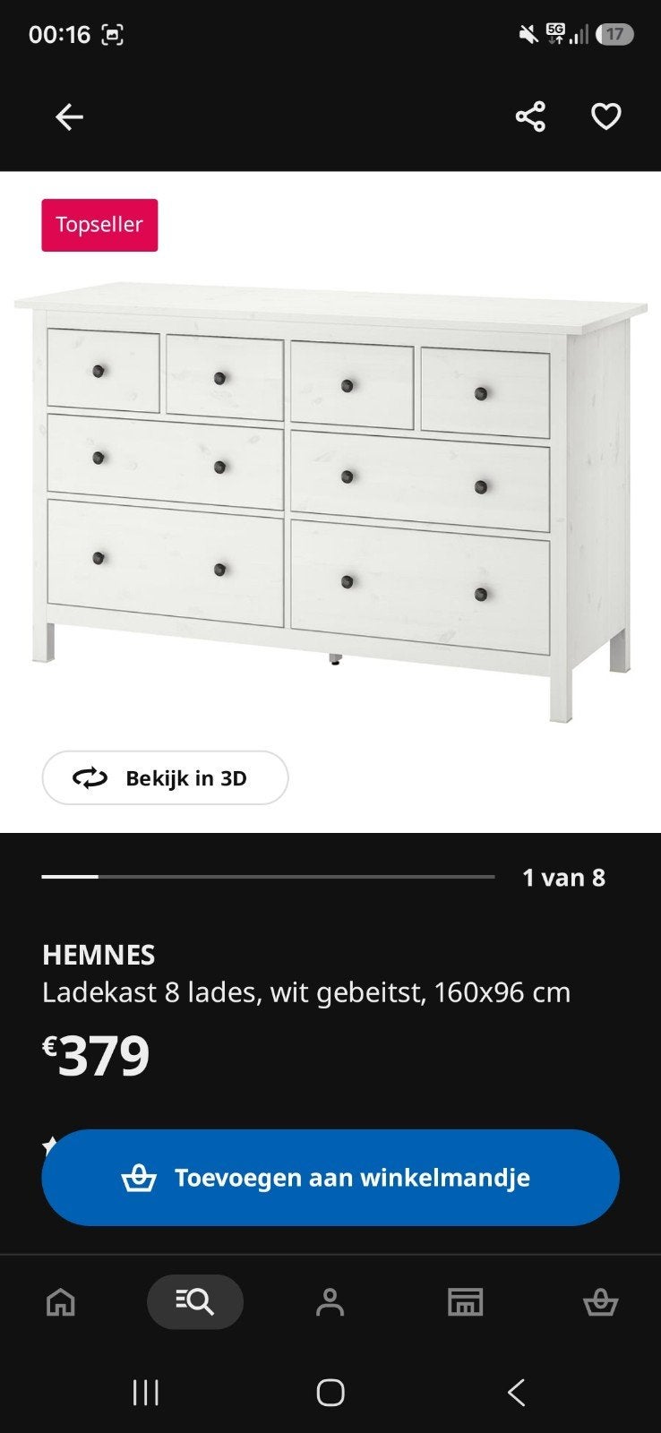 hemnes ikea ladekast 160x96cm, Huis en Inrichting, Kasten | Ladekasten, Ophalen, Zo goed als nieuw