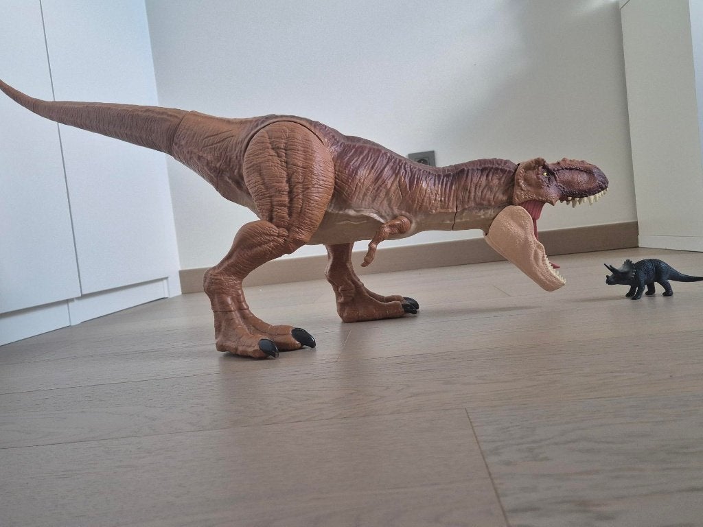grote Mattel JurassicWorld Super Colossal T. rex 1m met doos, Kinderen en Baby's, Speelgoed | Actiefiguren, Ophalen, Zo goed als nieuw
