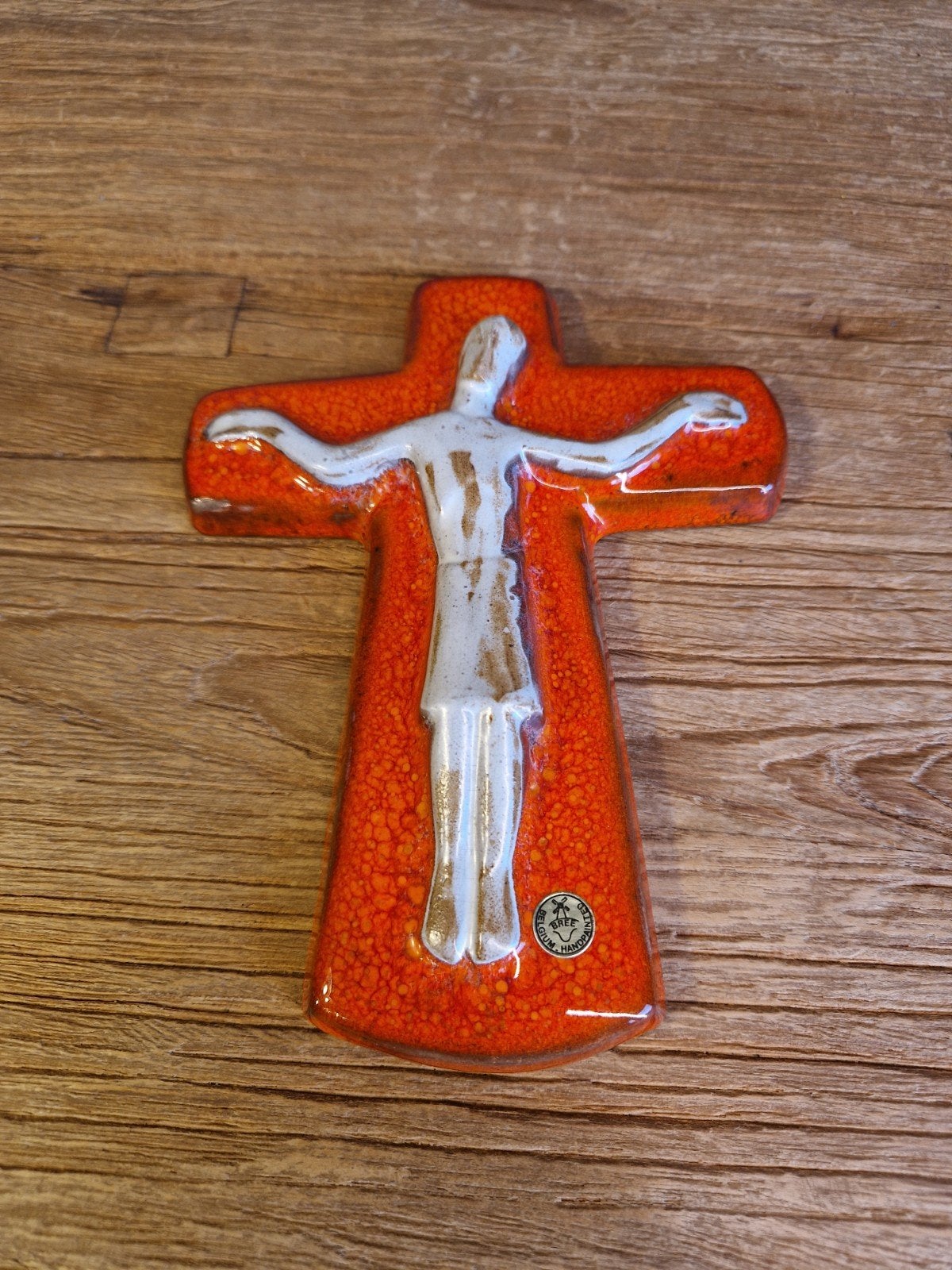 vintage keramisch kruisbeeld Bree, Verzamelen, Ophalen of Verzenden