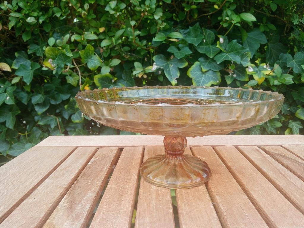 Magnifique bol en verre vintage sur un piédestal., Enlèvement