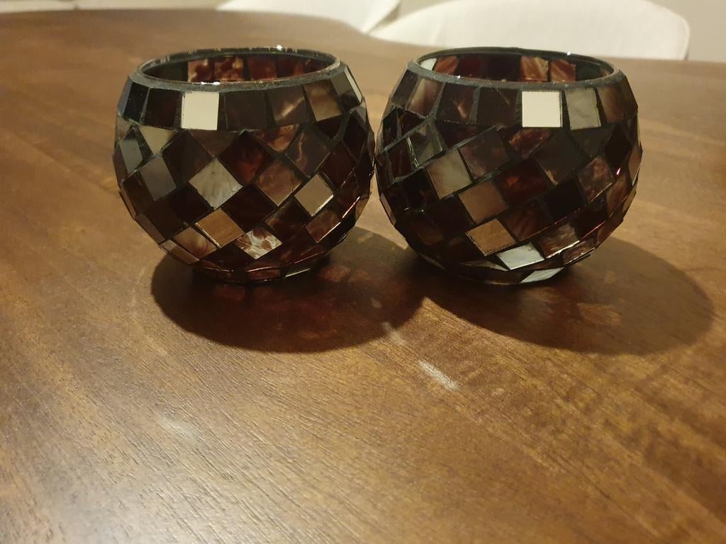 Accessoires décoratifs pour le salon : photophores, Moins de 25 cm, Comme neuf, Brun, Enlèvement