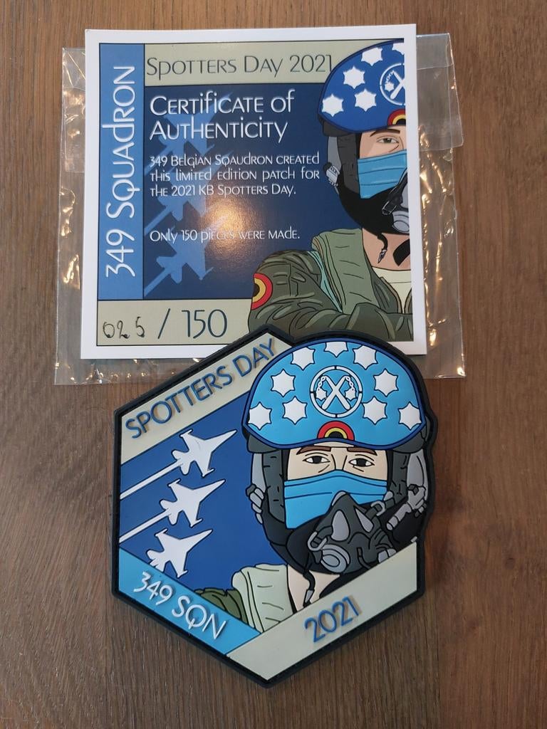 Patch Belgian Air Force 349 Squadron Spottersday 2021, Verzenden, Luchtmacht, Embleem of Badge