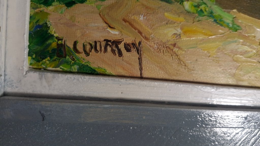 Omer Courtoy (1907-1983) - Aywaille - Région Liégeoise, Antiquités & Art, Enlèvement ou Envoi, Peinture à l'huile, Paysage urbain / rural