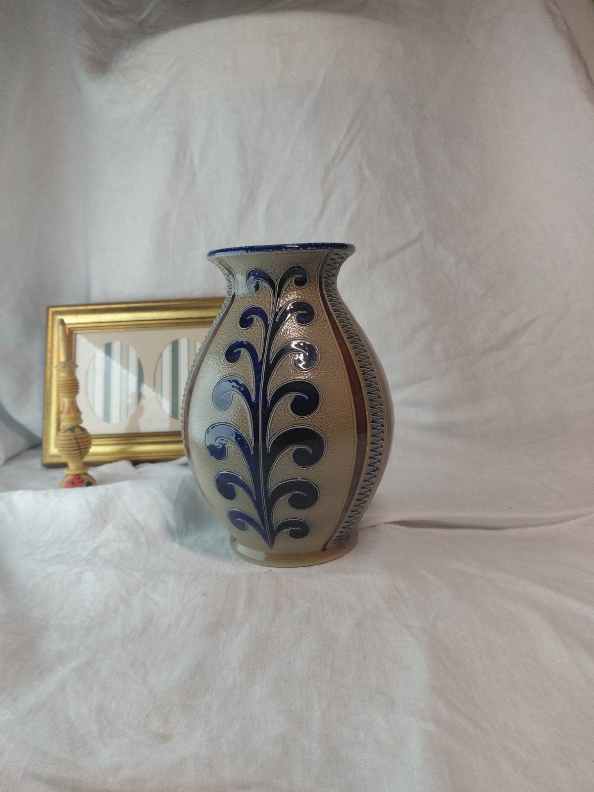 Vase Vintage en Grès Goebel Merkelbach – Décor Incisé, Antiquités & Art, Enlèvement