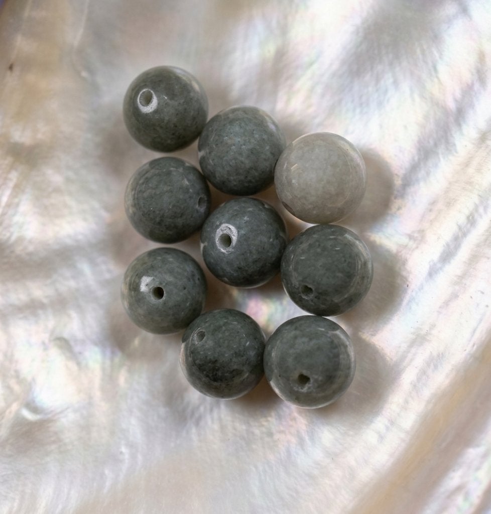 lot kralen 9 grijze jade 10mm, Enlèvement ou Envoi, Neuf, Perle