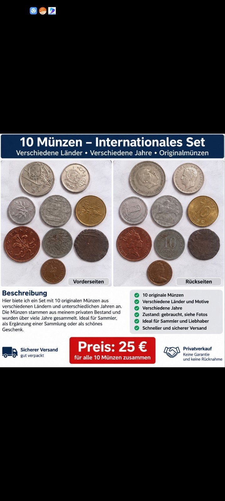 10 munten, Postzegels en Munten, Ophalen of Verzenden