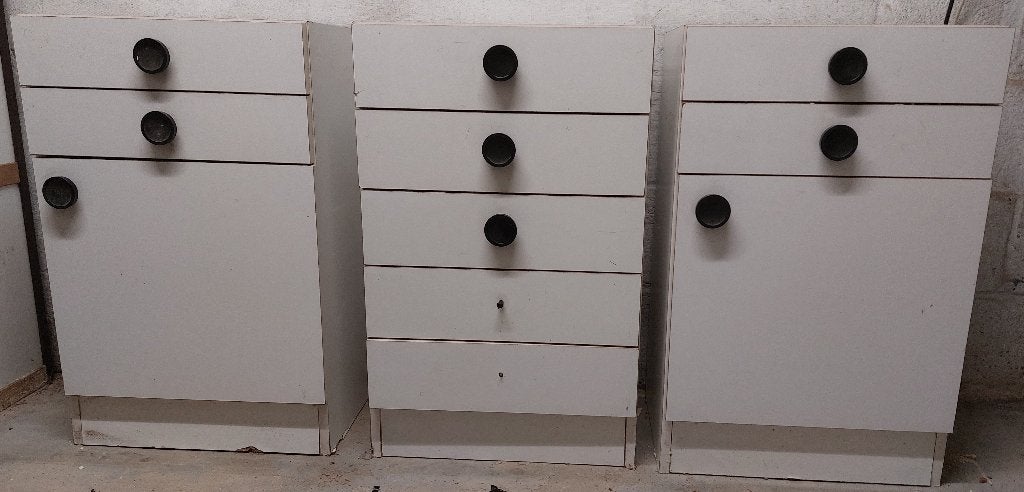 Set van 3 kleine vintage meubels in MEUROP-stijl - jaren 70, Ophalen, Overige materialen, Minder dan 50 cm, Gebruikt