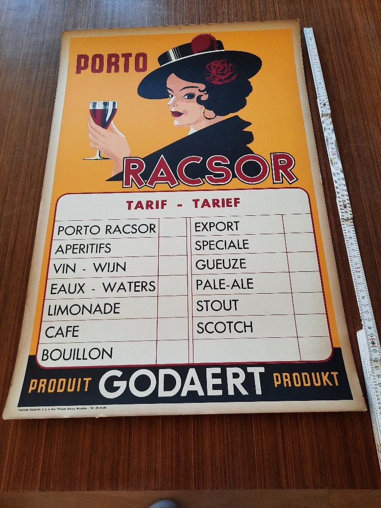 Vintage art-deco reclame Porto Racsor., Ophalen of Verzenden, Gebruikt, Overige typen