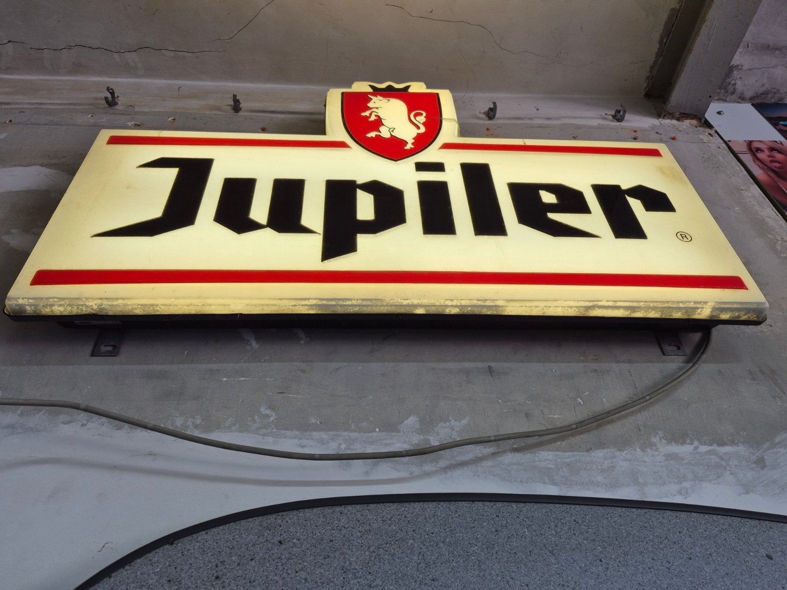 Vintage Jupiler Oud Verlicht Reclamebord 119cm, Verzamelen, Ophalen, Gebruikt, Lichtbak of (neon) lamp