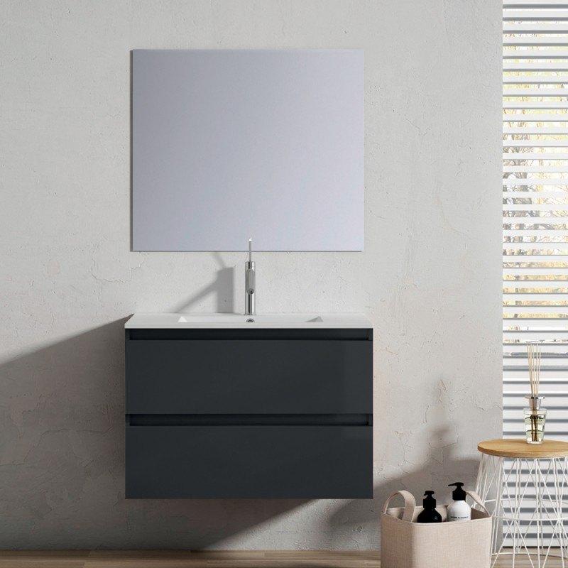 MEUBLE 60CM + VASQUE + MIROIRE - NOIR MAT, Neuf, Moins de 100 cm, Meuble lavabo, Enlèvement