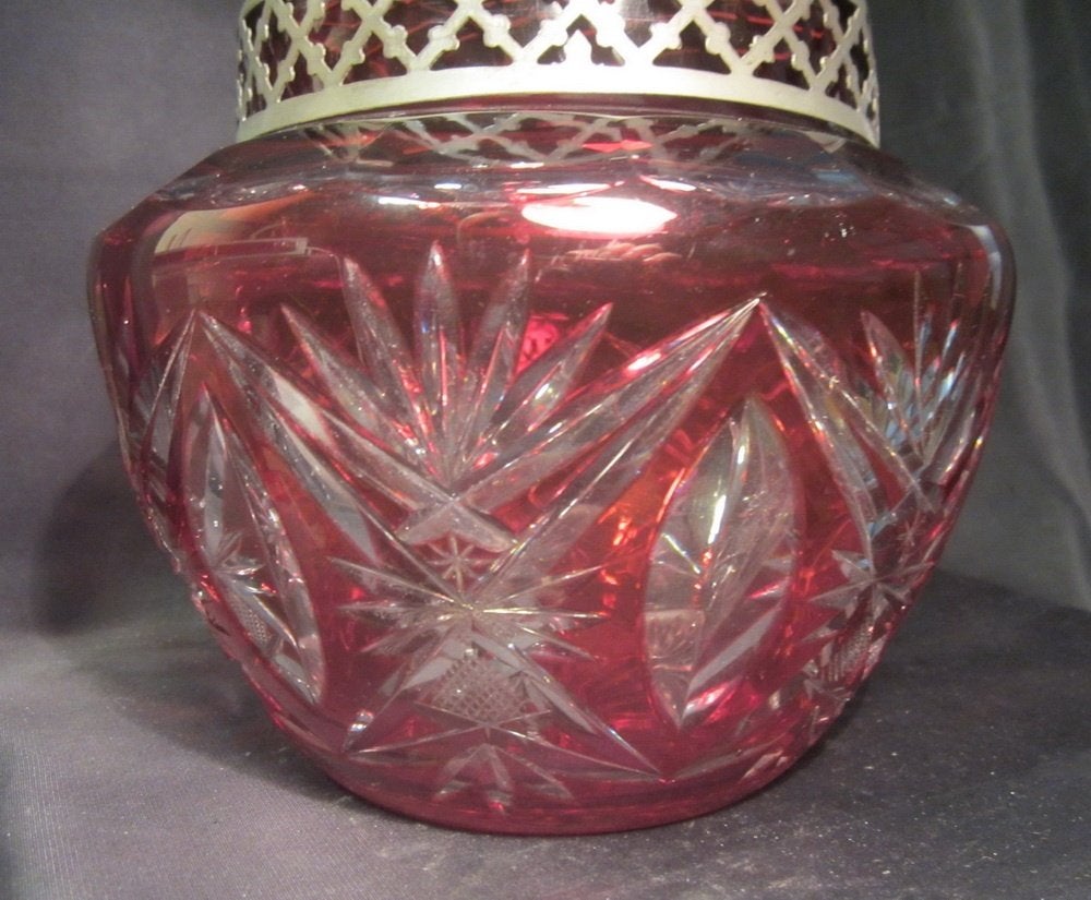 Vase à fleurs ancien en cristal piqué XL Val ST Lambert, Enlèvement ou Envoi