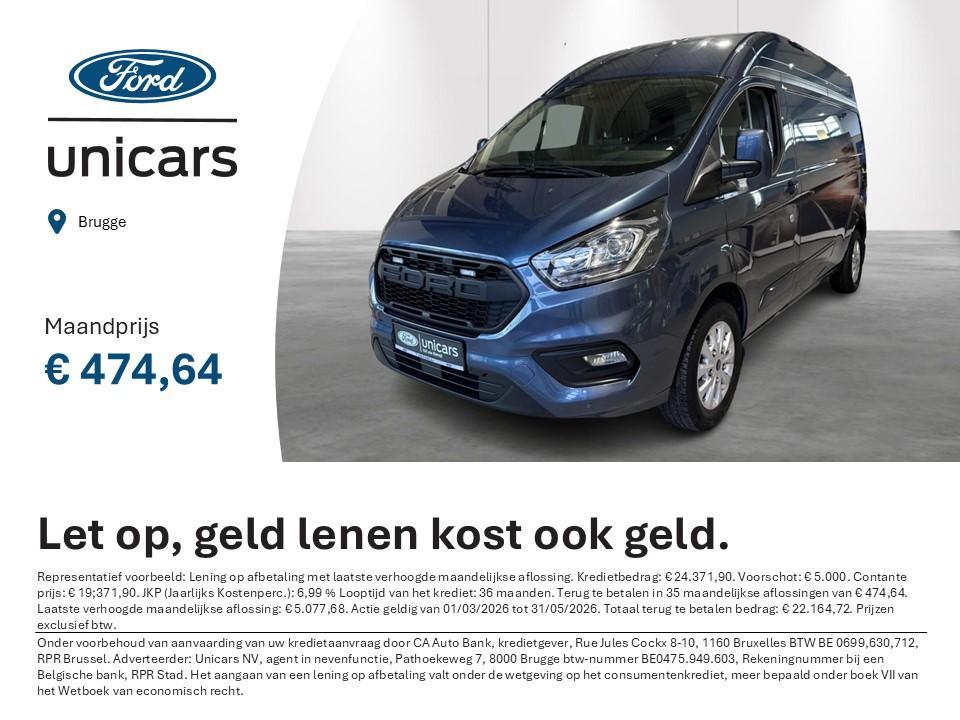 Ford Transit Custom 320L 2.0TD130ch/96Kw mHEV M6 Limited, Voorwielaandrijving, Stof, Gebruikt, 4 cilinders