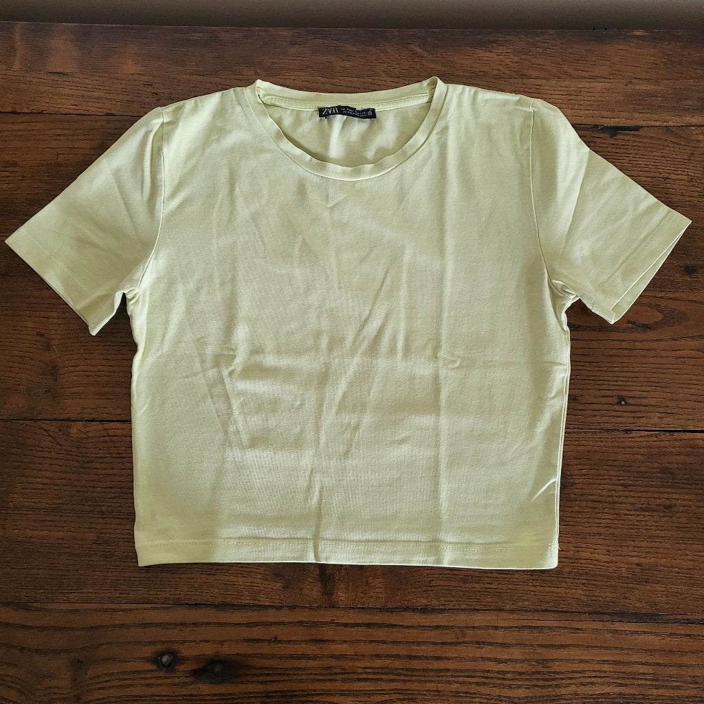 T-shirt Zara, maat S, Kleding | Dames, Zara, Geel, Ophalen of Verzenden, Korte mouw